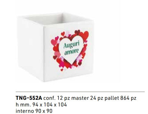 VASI IN CERAMICA QUADRATI CON DEDICA - 3 MODELLI DISPONIBILI