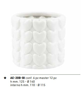 VASO IN CERAMICA CON CUORI IN RILIEVO