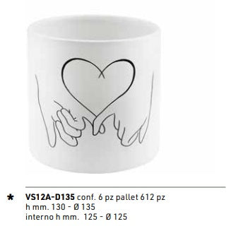 VASO IN CERAMICA CON MANI A CUORE - 2 VARIANTI DISPONIBILI