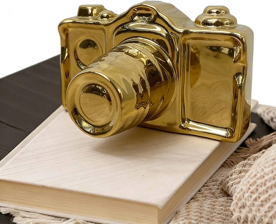 DECORAZIONE MACCHINA FOTOGRAFICA GOLD CM 15X13X11 - INN5122