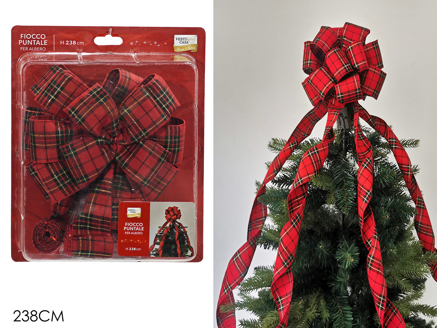Fiocco Puntale per Albero Scozzese