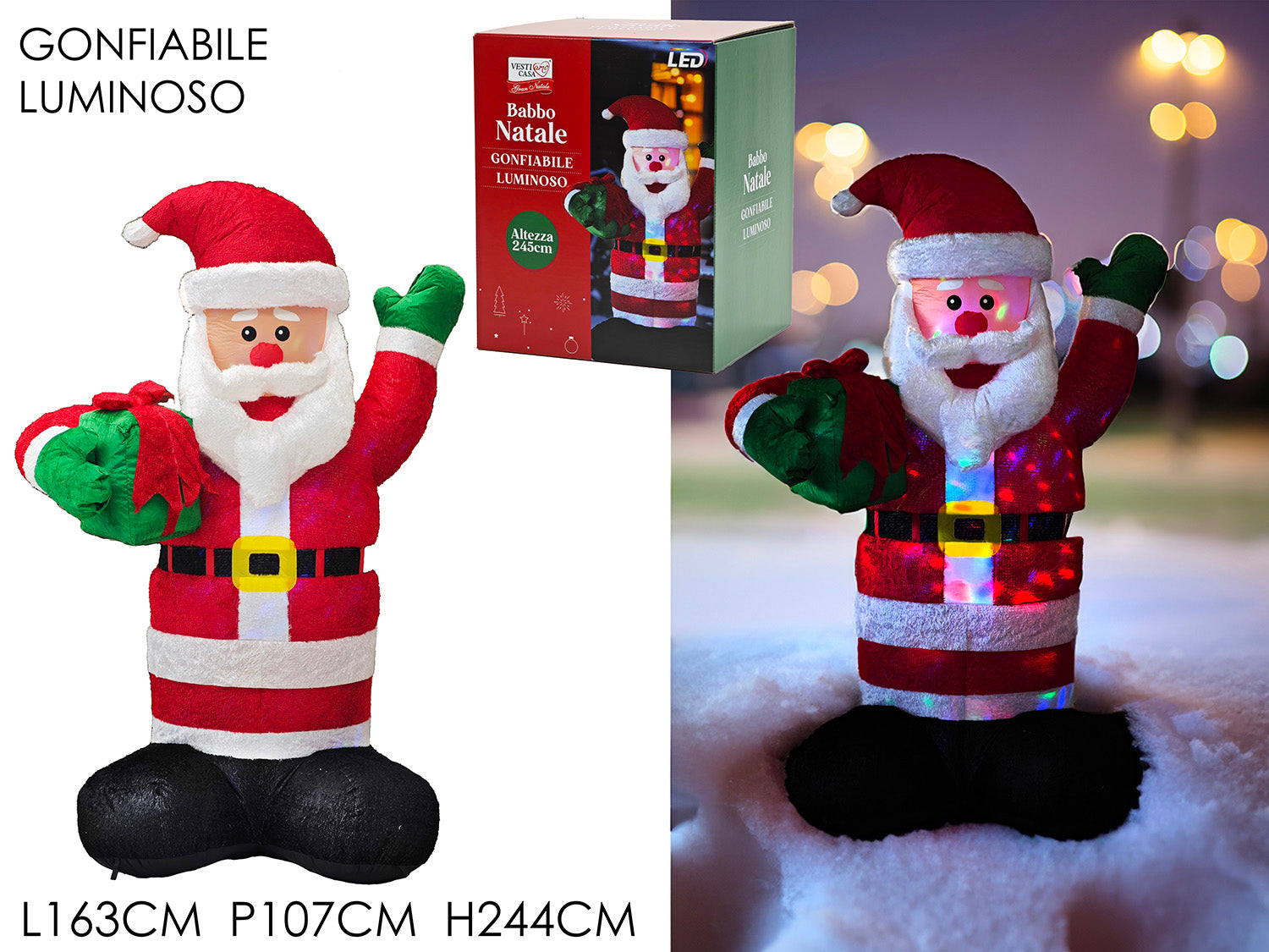 BABBO NATALE GONFIABILE H 2.45 MT