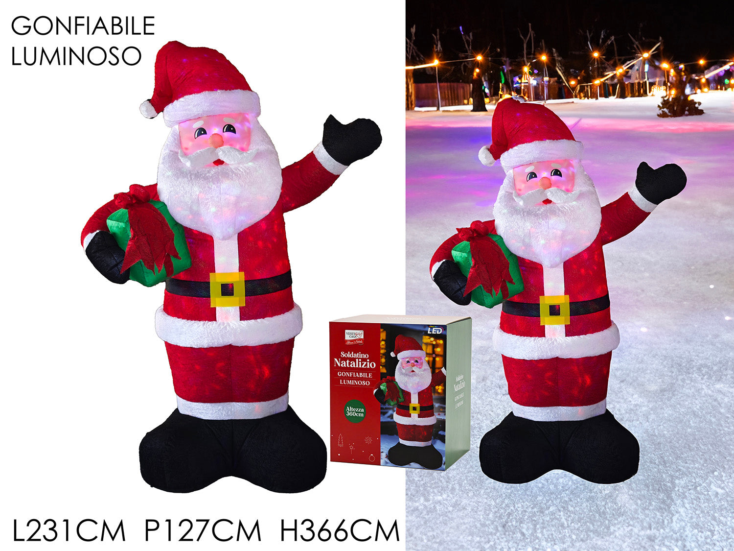 BABBO NATALE GONFIABILE H 3.6 MT