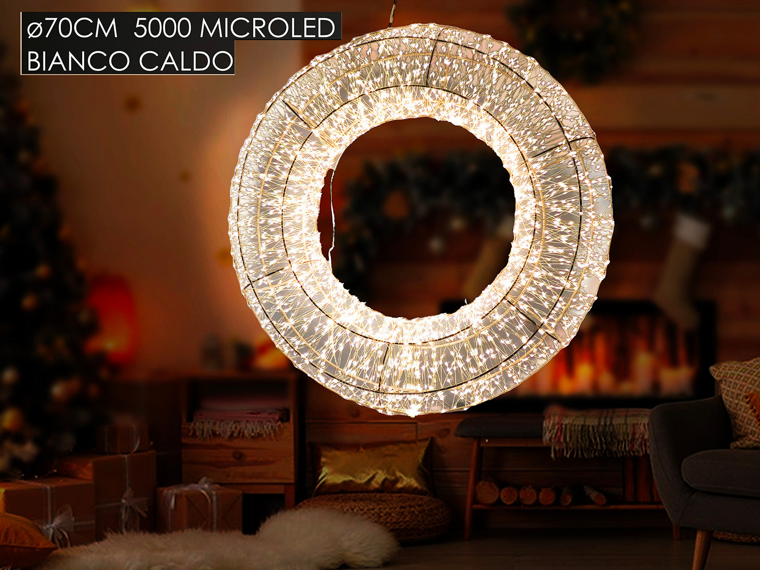 GHIRLANDA LED ANELLO LUMINOSO BIANCO CALDO