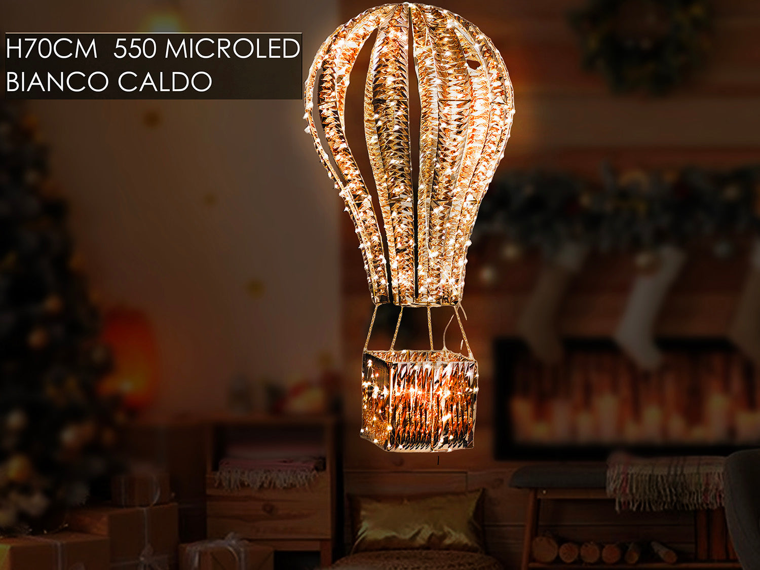 MONGOLFIERA CON MICROLED BIANCO CALDO