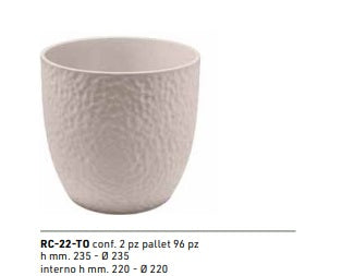 VASO MARTELLATO IN CERAMICA COLOR TORTORA - VARIE MISURE DISPONIBILI