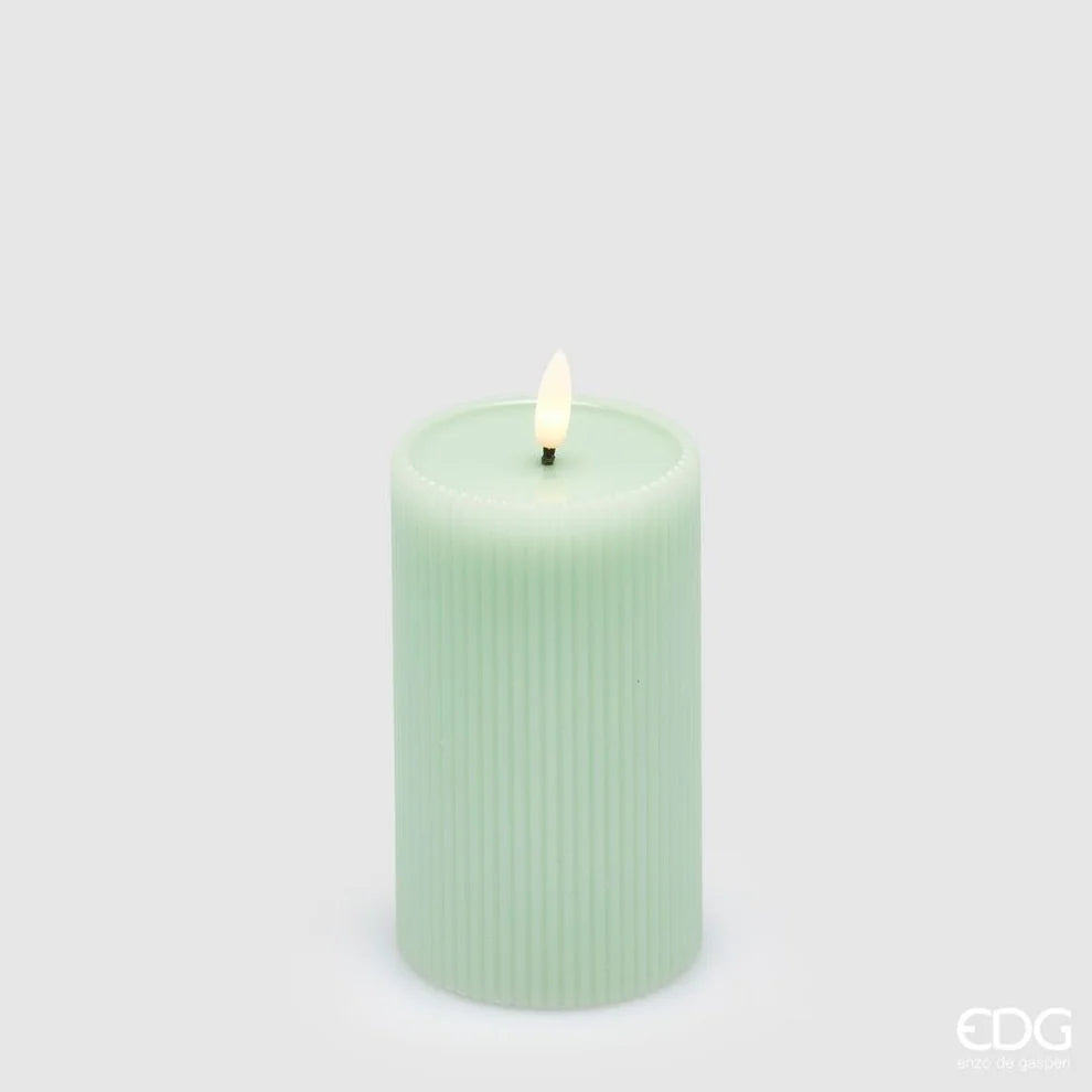Candela in cera Verde con fiamma 3D - Funzionamento a pile (Non incluse) - 3 Misure