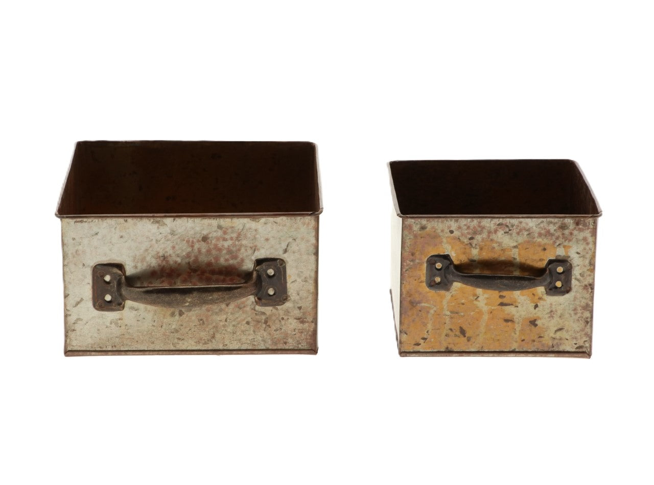 SET N° 2 SCATOLE  IN METALLO PORTA VASO CONTENITORE