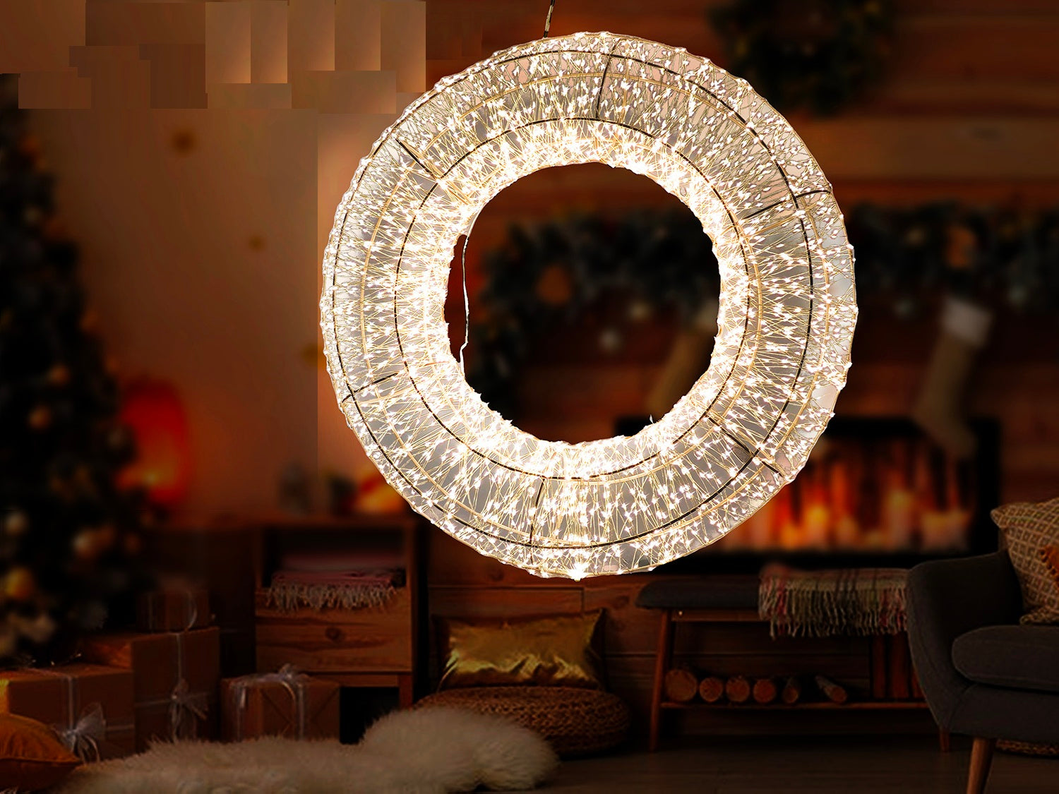 GHIRLANDA LED ANELLO LUMINOSO BIANCO CALDO