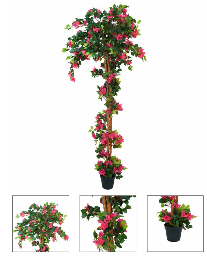 Bouganvillea artificiale con vaso di plastica e cemento - JJ-BOUGANVILLEA-240CM