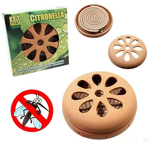 CONFEZIONE DA 6 PZ SPIRALI DI CITRONELLA IN CONTENITORE DI TERRACOTTA - GENT537863