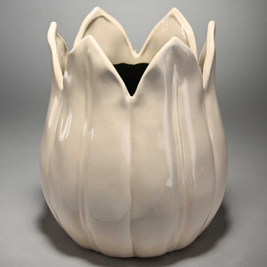 VASO TULIPANO TONDO COLOR CREMA IN CERAMICA 19X23 - HBX862366012