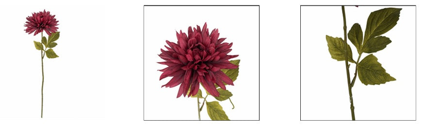 Dalia fiore arficiale color bordeaux con ramo h 69 cm - JJSTL0323-C