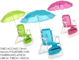 SEDIA TESSUTO CON OMBRELLO E SACCA IN 3 COLORI DISPONIBILI - GENT798077