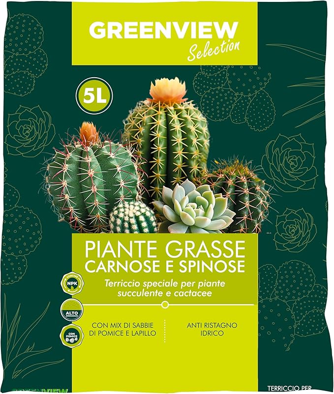 TERRICCIO PER PIANTE GRASSE CARNOSE E SPINOSE 5 LT - GREENV020905CB