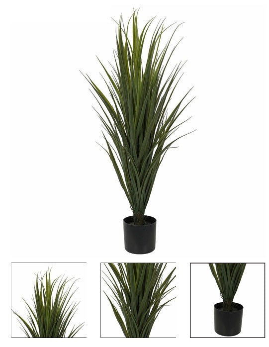Pianta artificiale Yucca in PE h 90 cm con vaso in plastica nero con riemp. cemento - JJ-YUCCA-90CM