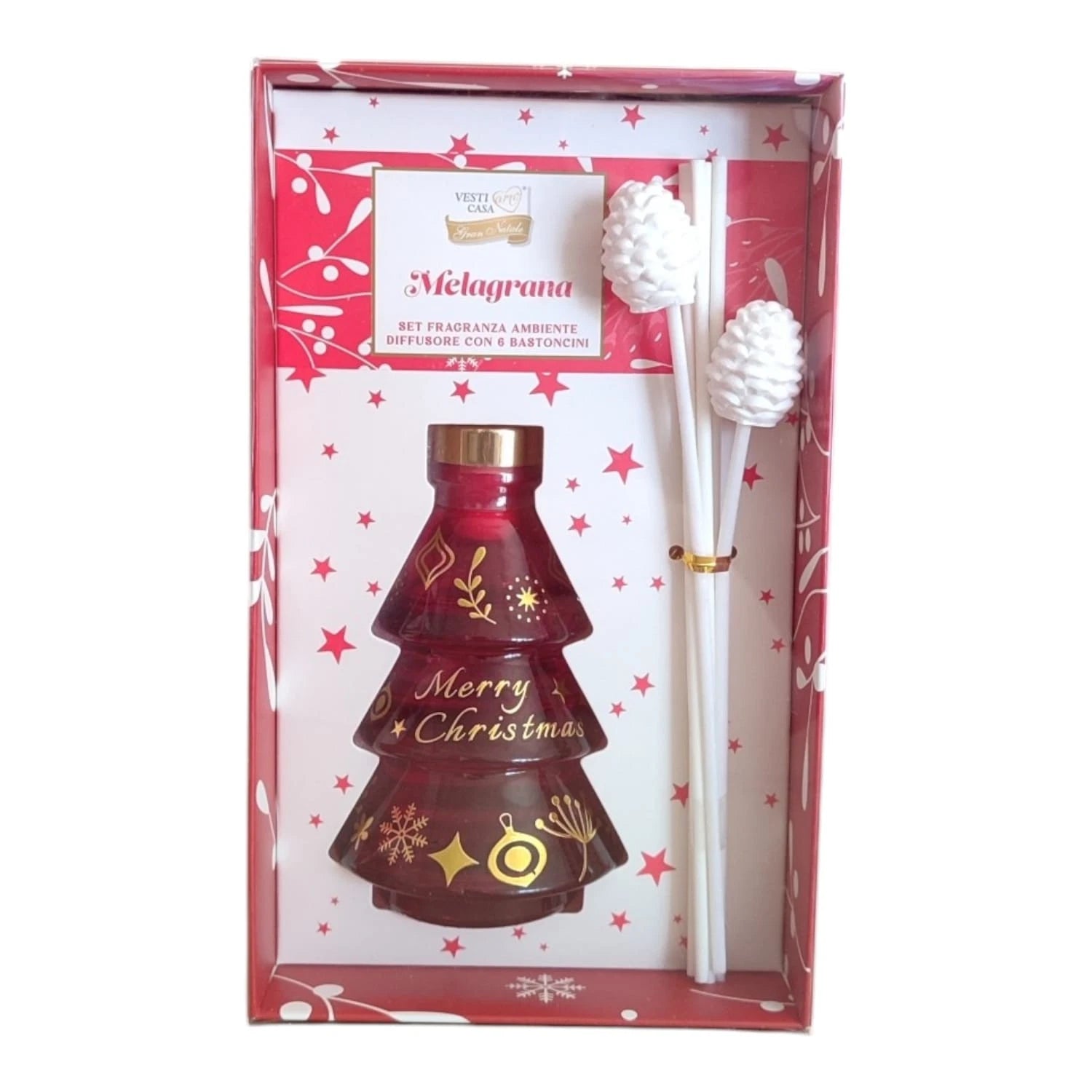 Profumatore per ambiente Natalizio Albero di Natale 80 ml- Vari colori e Fragranze - con bastoncini
