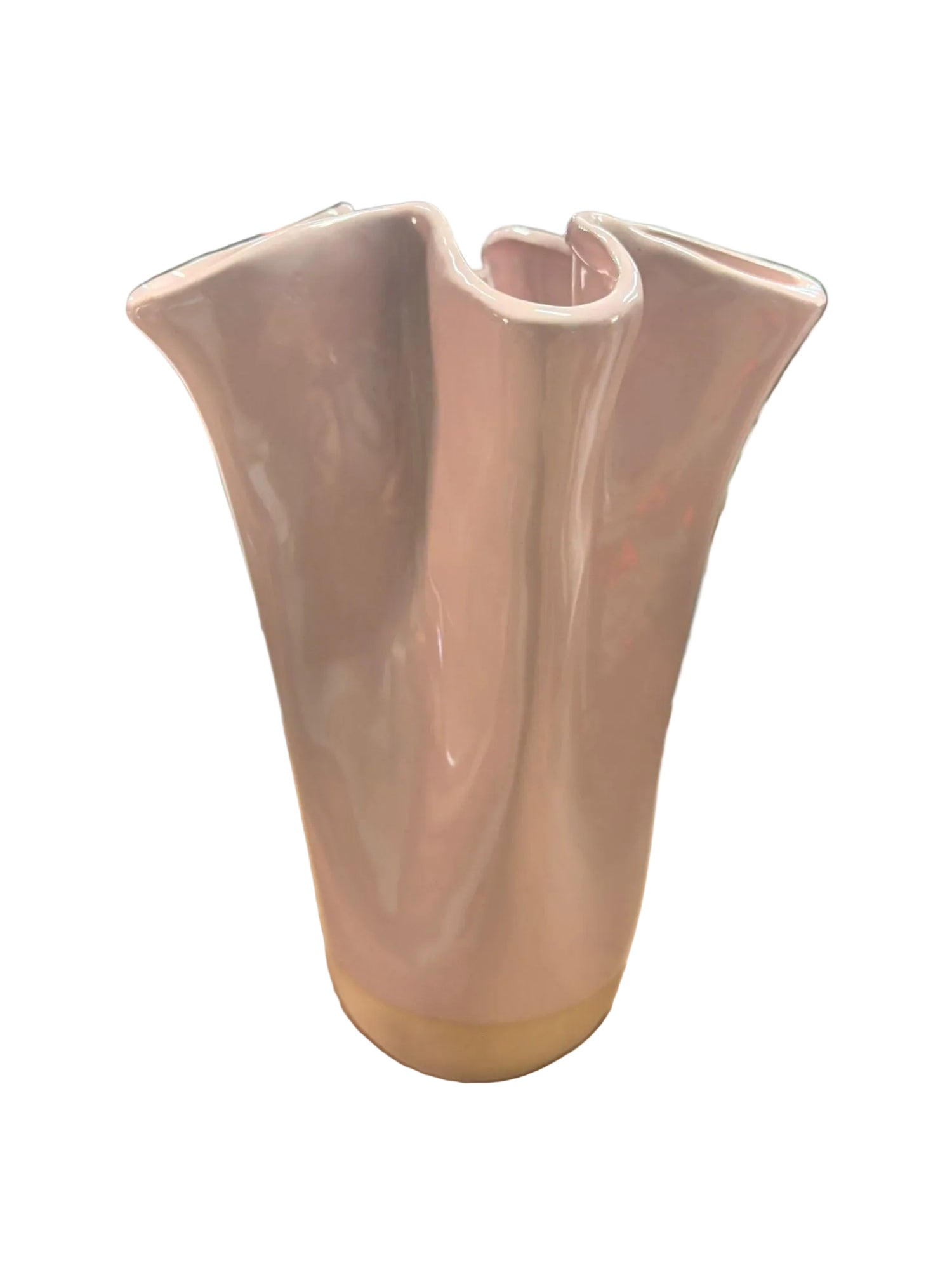 VASO FAZZOLETTO IN PORCELLANA ROSA FINITURA SABBIA 17,5X17,5X24CM - GAS6024119-17