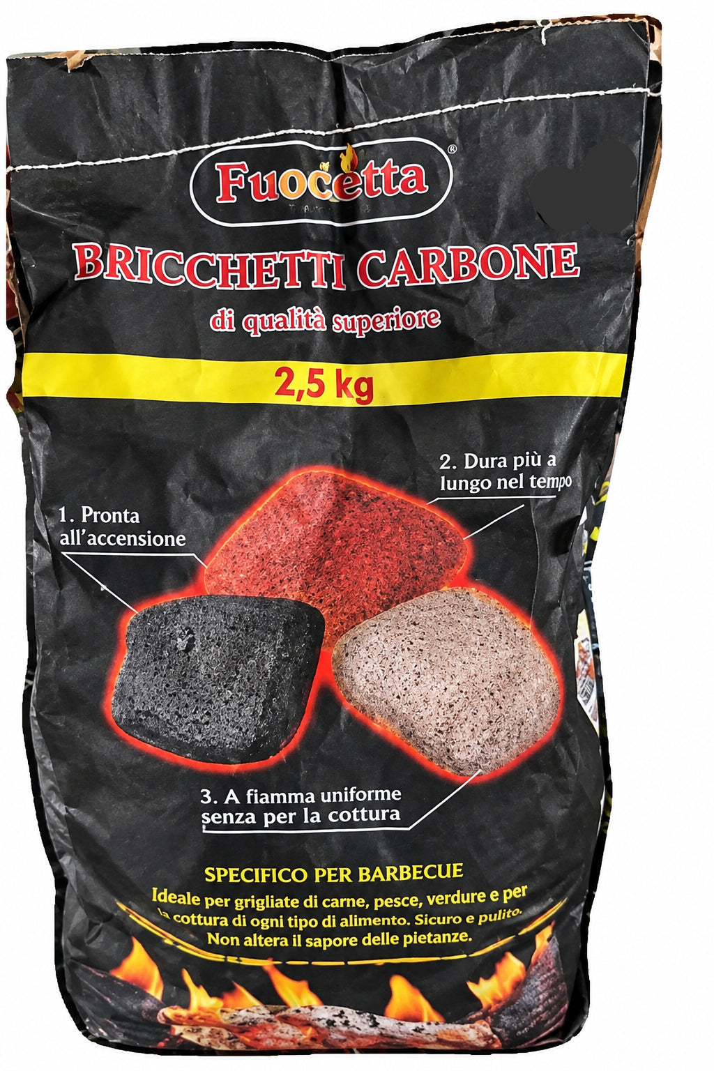Bricchetti di carbone per barbecue Fuochetta 2,5 kg