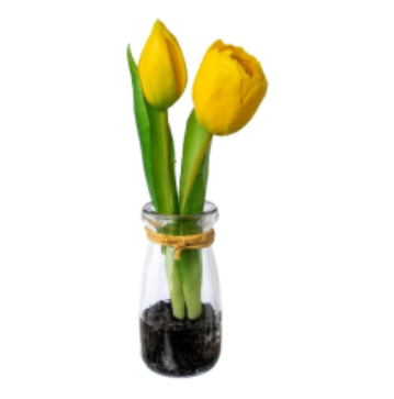 Tulipani in vasetto vetro h 21 cm - 2 varianti di colore