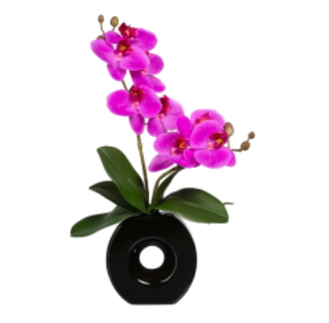 ORCHIDEA PHALAENOPSIS REAL-TOUCH 35CM IN VASO CIRCOLARE CERAMICA