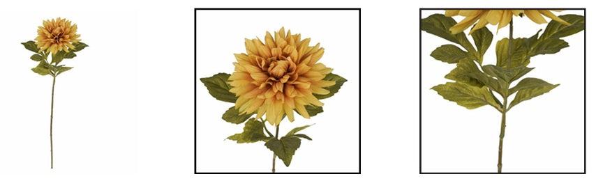 Dalia fiore arficiale color senape con ramo h 69 cm - JJSTL0323-F
