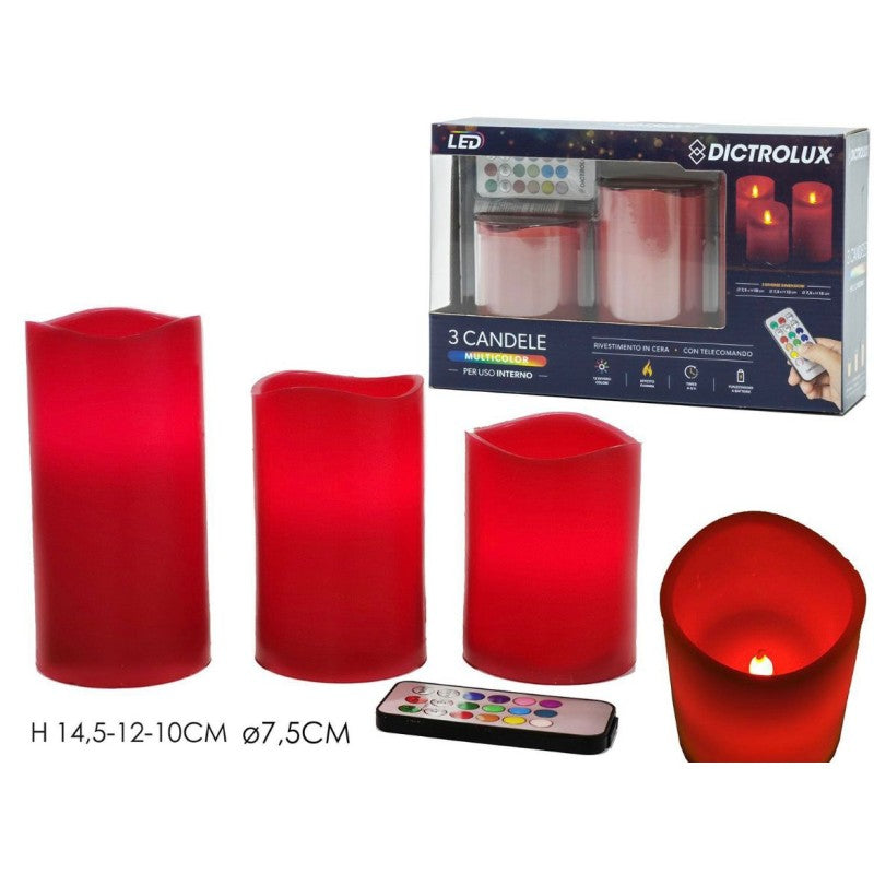 Set di candele LED con telecomando Multicolor