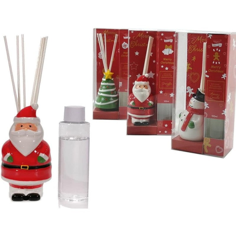 Diffusore di Fragranze con Bastoncini e Soggetti Natalizi 100 ml - 3 Soggetti e Fragranze