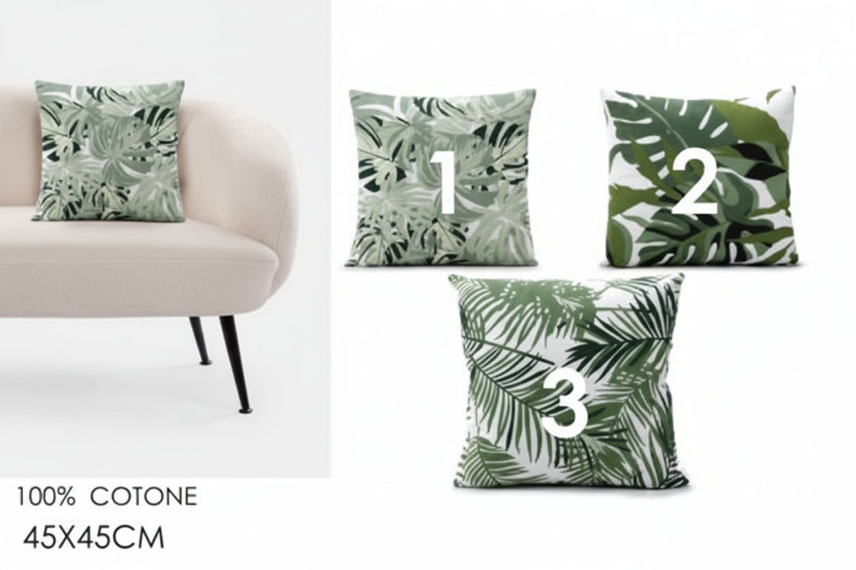 CUSCINO DECORAZIONE JUNGLE CON ZIP 45X45CM - 3 VARIANTI DISPONIBILI