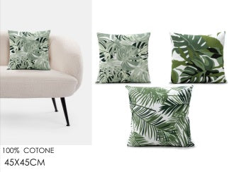 CUSCINO DECORAZIONE JUNGLE CON ZIP 45X45CM - 3 VARIANTI DISPONIBILI