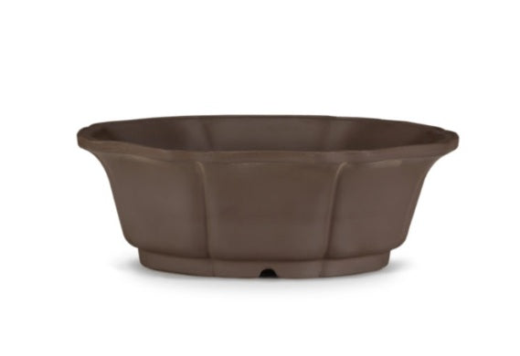 VASO OVALE BONSAI CORTINA IN GRES MARRONE - 2 MISURE DISPONIBILI