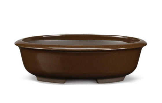 VASO OVALE BONSAI TREVISO 25X19 SMALTATO COLOR CUOIO - CERT6001-012