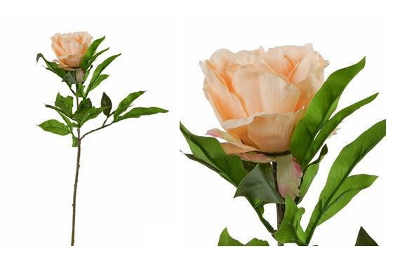 Peonia artificiale color pesca con petali e foglie real-touch h 72 cm - JJ-REAL-PEONIA-PEACH
