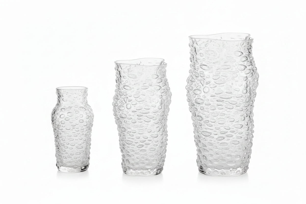 VASO ROCCIA BIANCO LUCIDO IN VETRO - 3 MISURE DISPONIBILI
