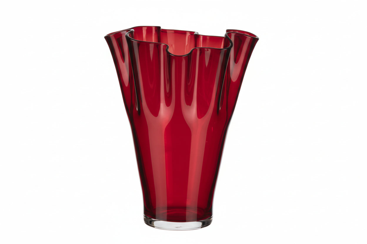 VASO FAZZOLETTO D. 18 H. 25 BASIC ROSSO IN VETRO - CV203/25BASIC