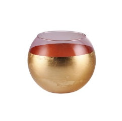 SFERA VASO IN VETRO COLORE ROSA E ORO CLARISSE D 16 H 13.5 - CV81424/1609