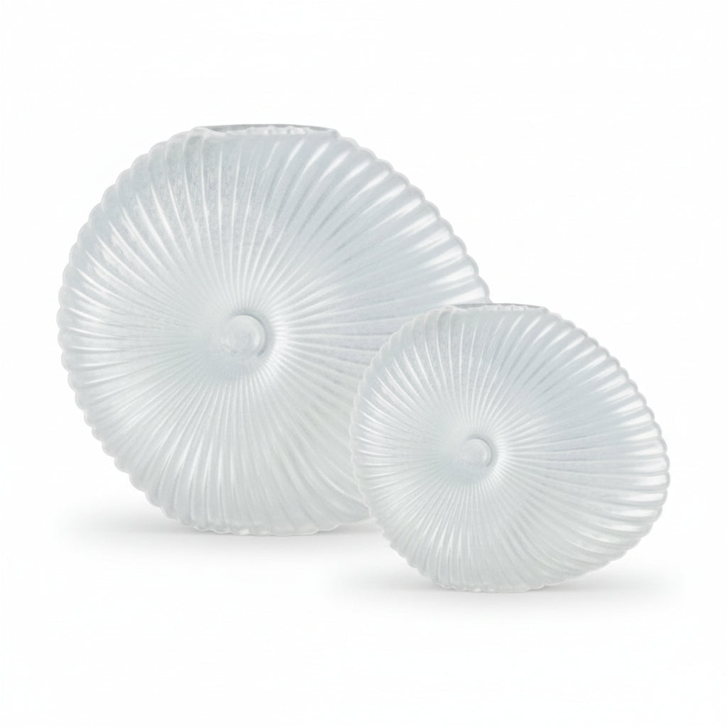 VASO SOLE BIANCO LUCIDO RIGATO IN VETRO - 2 MISURE DISPONIBILI