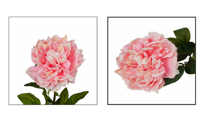 Peonia artificiale colore rosa con petali e foglie real-touch h 72 cm - JJ-REAL-PEONIA-PINK