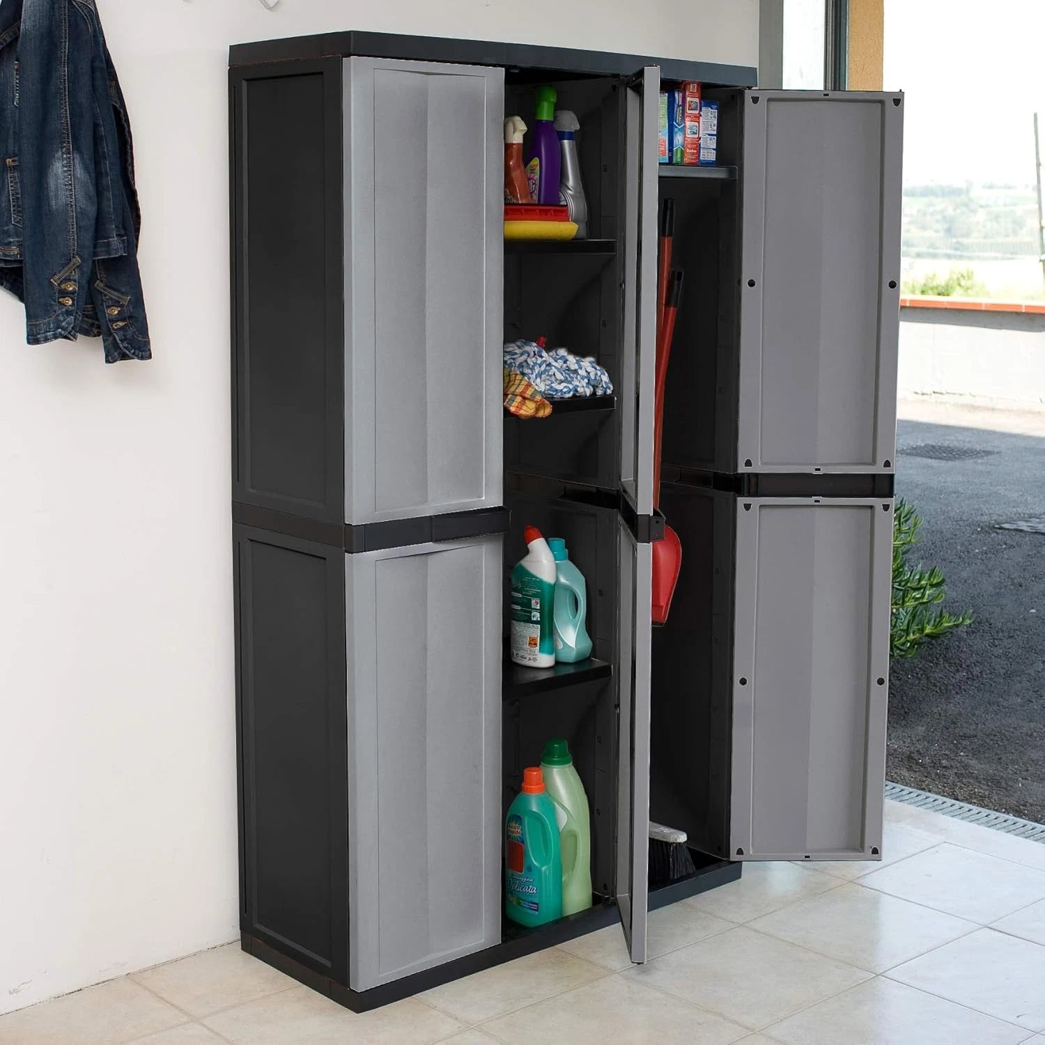 Armadio bios Midi Da Studio Con 3 Ante E 3 Ripiani, Dimensioni 97X37X165H.GRIGIO CHIARO