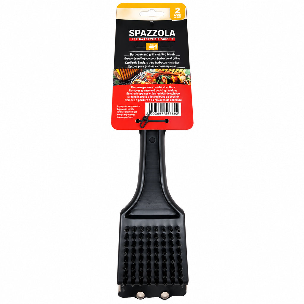 Spazzola per barbecue 2 in 1 con setole e spatola in acciaio inox - cod.748325