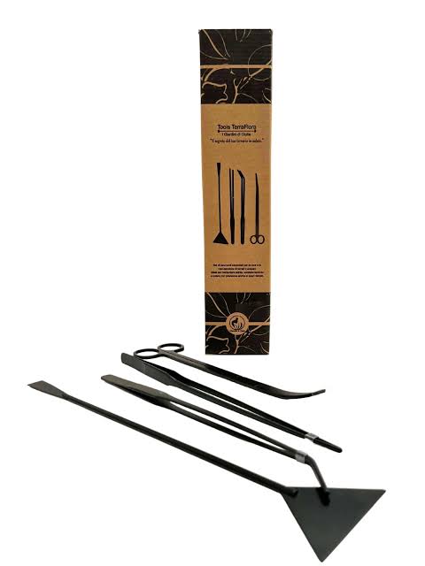 ToolsFlora - Set di 4 utensili in acciaio per la cura e la manutenzione di terrari e acquari