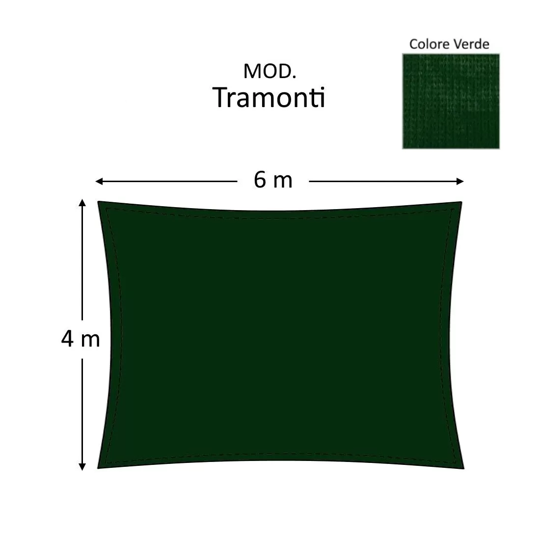 Vela Ombreggiante Modello ''Tramonti'' 4x6 mt