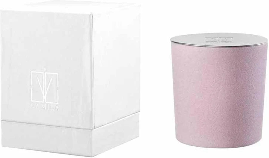 Candela profumata Camila in velluto con scatola - 2 Colori e Fragranze Disponibili