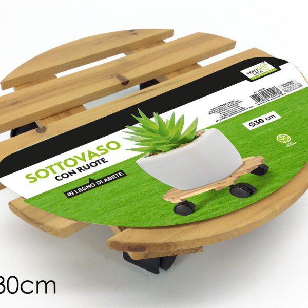 sottovaso Supporto con rotelle per vaso in legno tondo Ø 30 cm - Green  Paradise Napoli